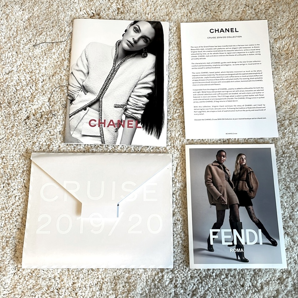 Set two Fendi Chanel cruise collection look book fashion clothes coffee table